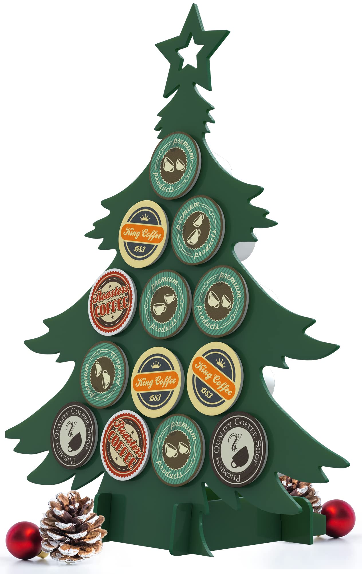 Christmas Coffee Pod Holder Tree  - Pod Holder and K Cup Organizer for Kcup Pods Storage Reusable Holiday Decoration Gift Xmas Present ADVENT CALENDAR