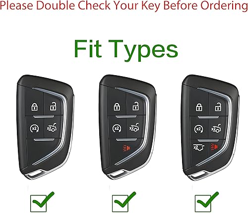 Miniatura 2 de Funda para llavero Cadillac con patrón de fibra de carbono para Cadillac Escalade CT5 CT6 5 6 botones 2022-24 2025