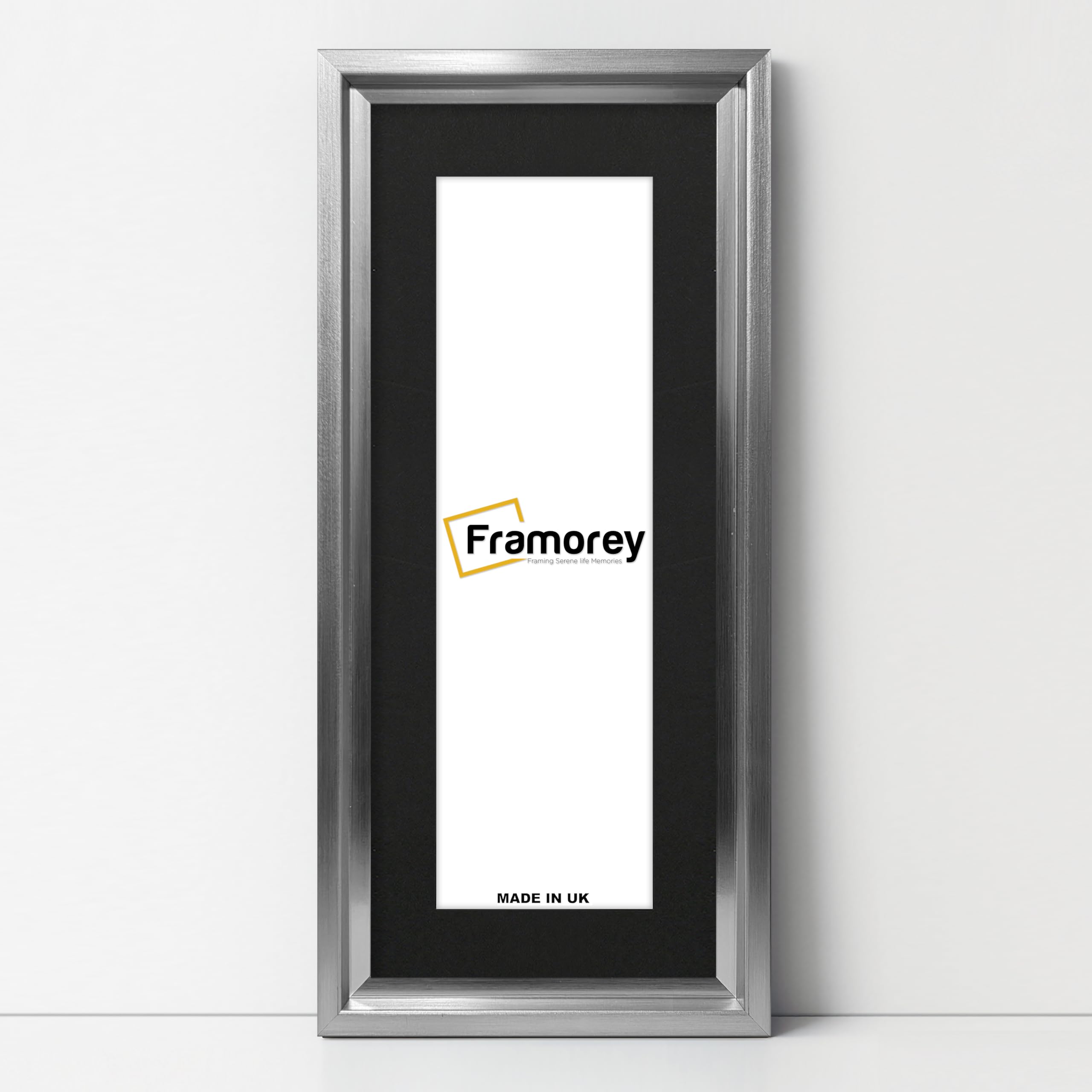 FRAMOREY Panoramic Style Picture Frame, 16x12" Size Silver Photo Frame With 12x8" Size Black Mount, Oslo Style Wall Art Hanging Frames