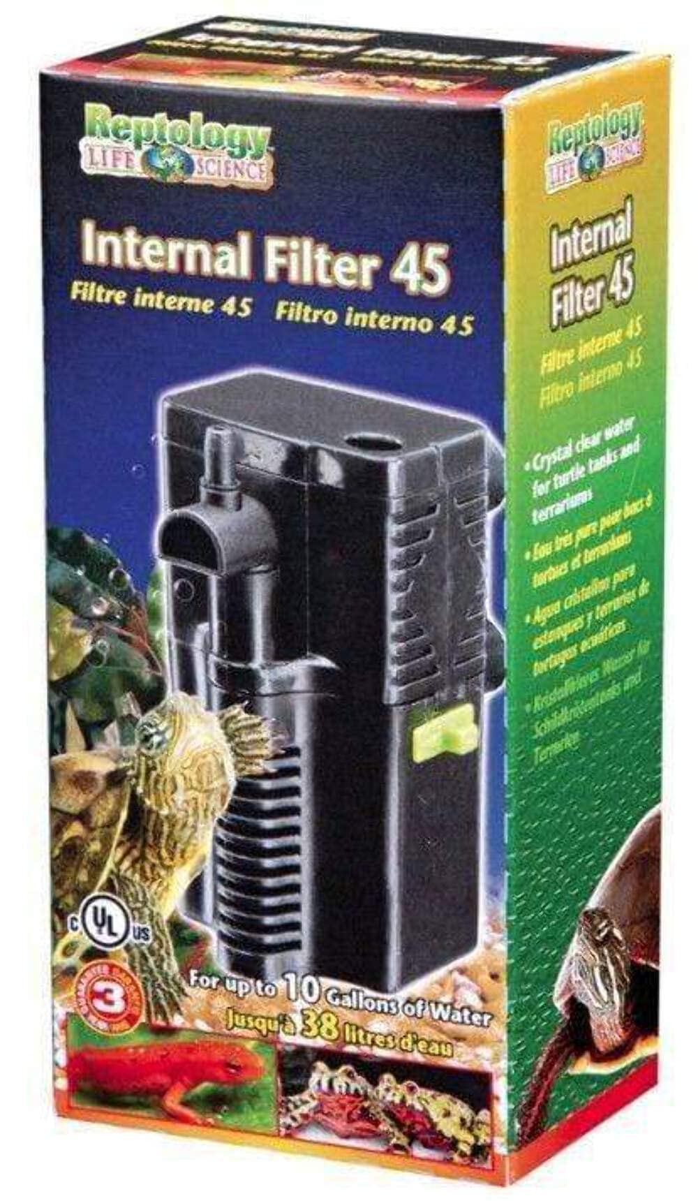 Penn-PlaxReptology Fully Submersible Internal Filter for Turtle Tanks and Reptile Terrariums – 45 Gallons per Hour – Up to 10 Gallons