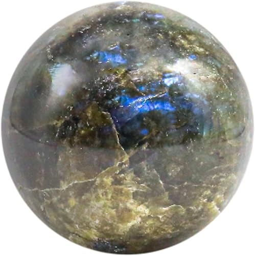 Jet Natural - Esfera de labradorita de 1.772-1.969 in con piedras preciosas para masaje, bola de meditación, esfera de adivinación, esfera de