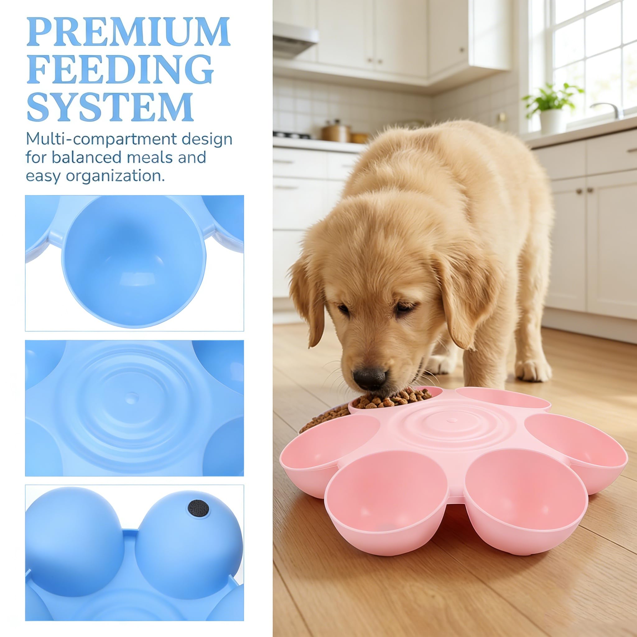 POPETPOP Cuenco de Comida para Gatos con 6 Cuencos, comedero para Mascotas para Gatitos y Cachorros, múltiples Platos para Gatos, comedero múltiple para Gatos de Interior, Platos para Gatos para