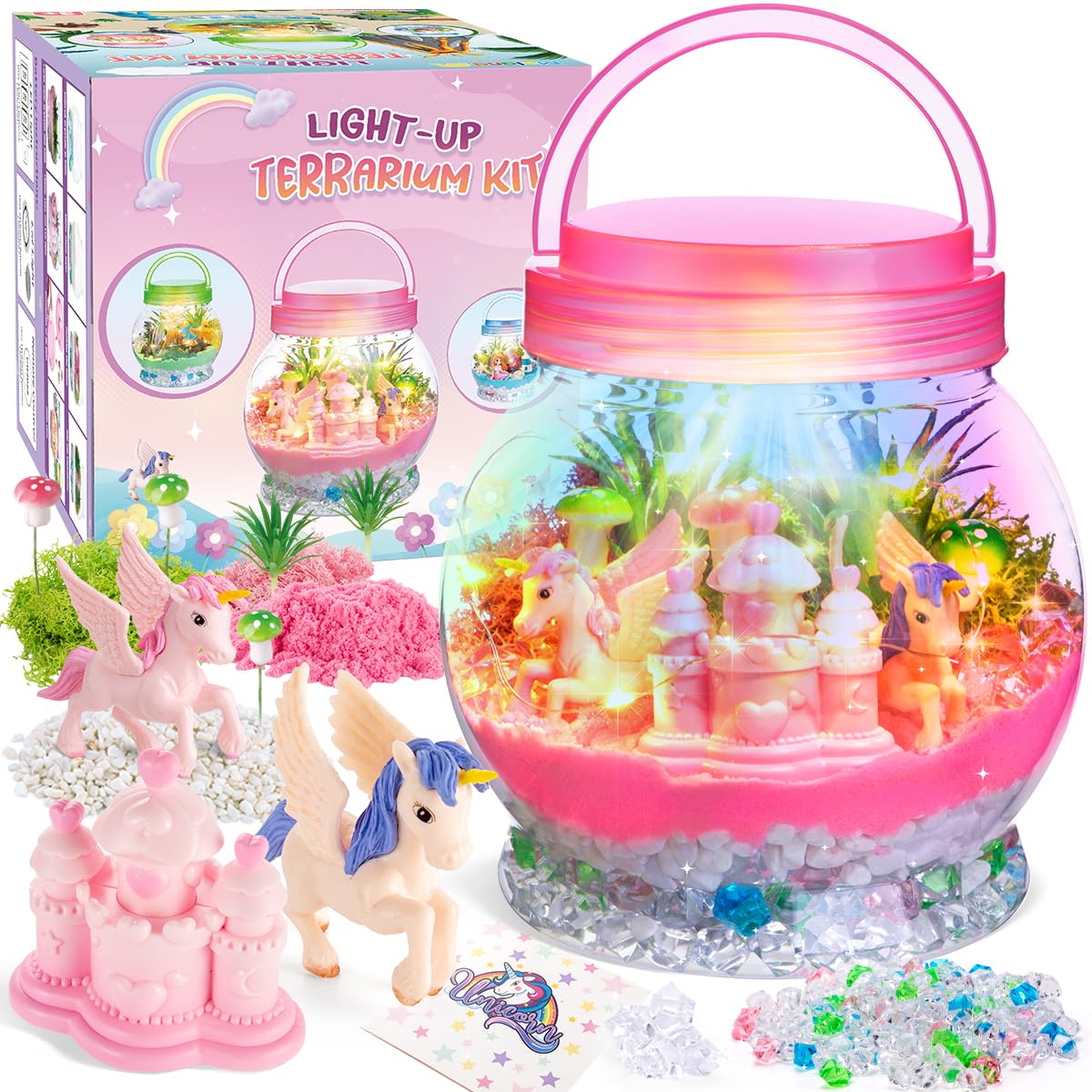 Amazon.com: Hycekon Light Up Unicorn Terrarium Kit for Kids, Unicorn ...
