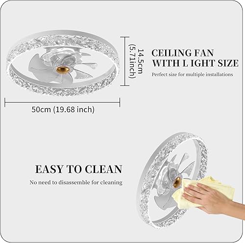 Miniatura 6 de Fszdorj Ventilador de techo mejorado 2023 F111 Ventiladores de techo blancos con aplicación de luces y control remoto, temporizador y ventilador de