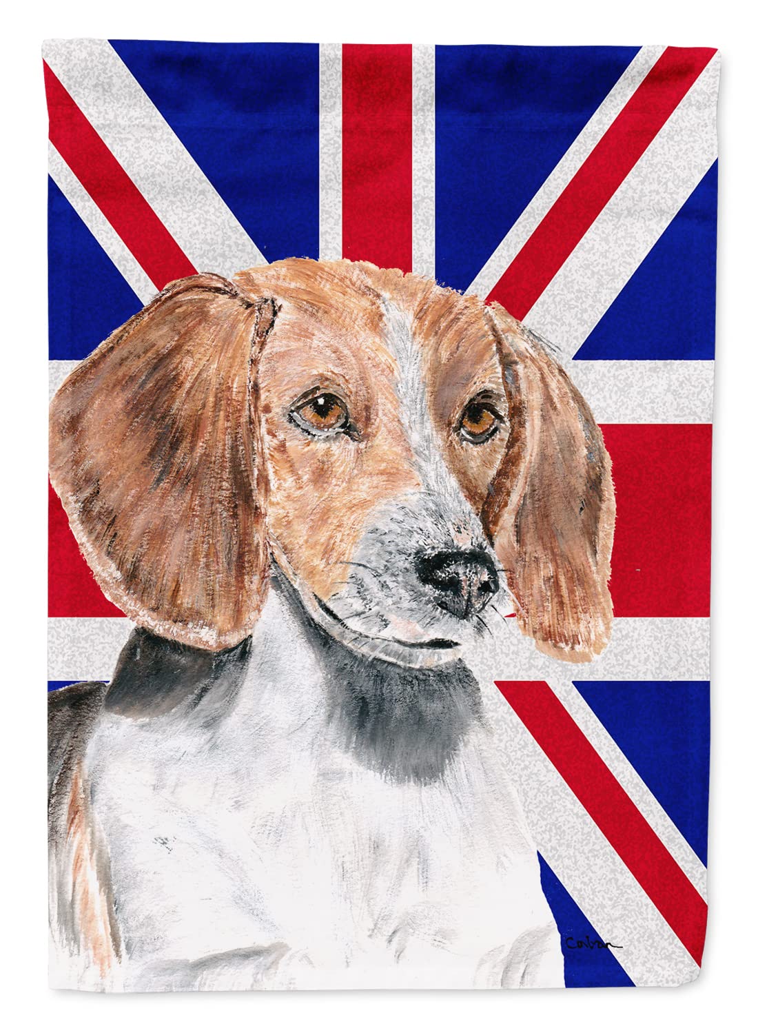Drapeau de maison SC9858CHF English Foxhound grand format Union Jack sur toile résistante