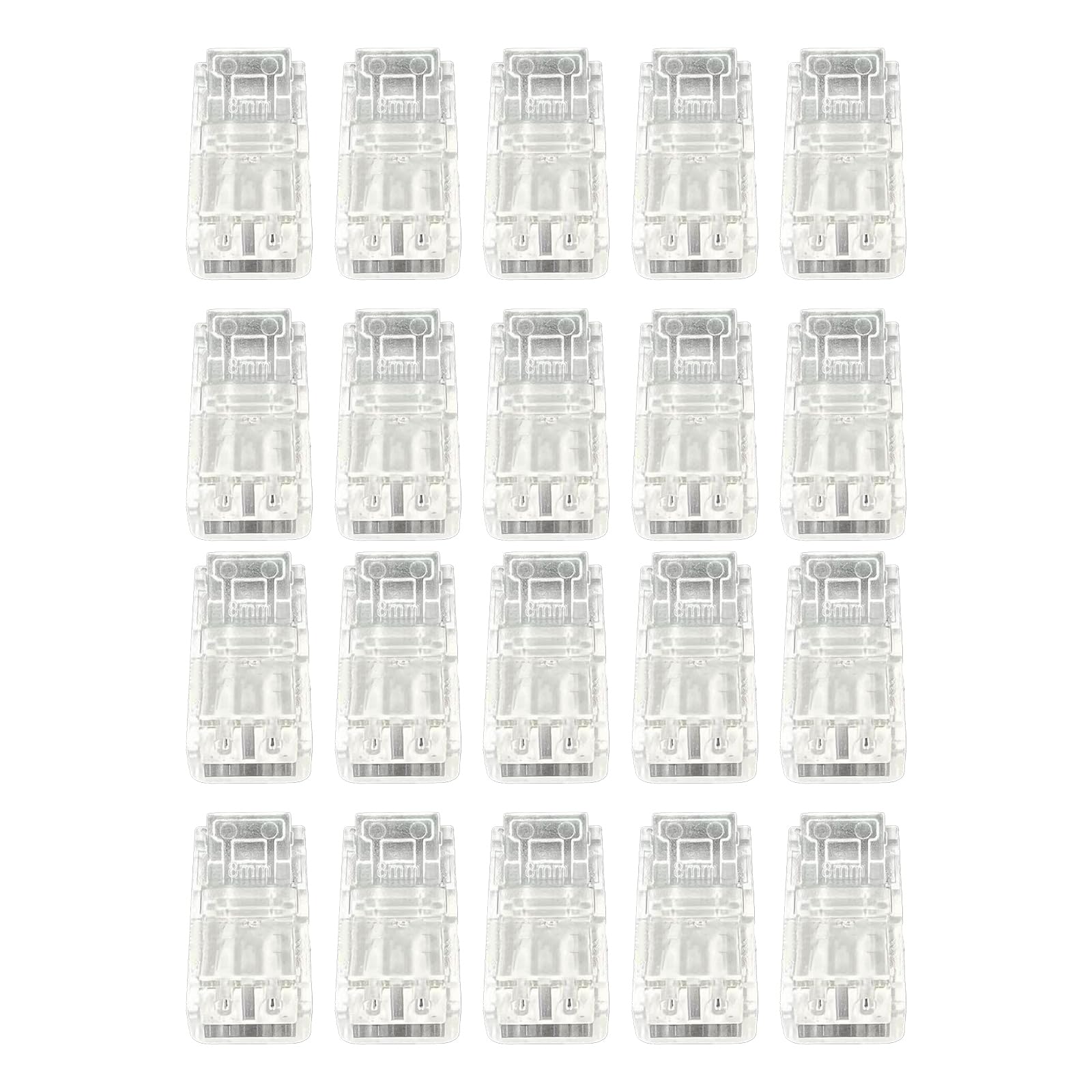 20 Pack Led Connector 2 Pin 2-Pin LED Strip Connector Adapter Unwired Clips for Waterproof 8mm COB LED Light Tape Solderless Terminal Extension Connection for High Density Strip Lights 12V 24V