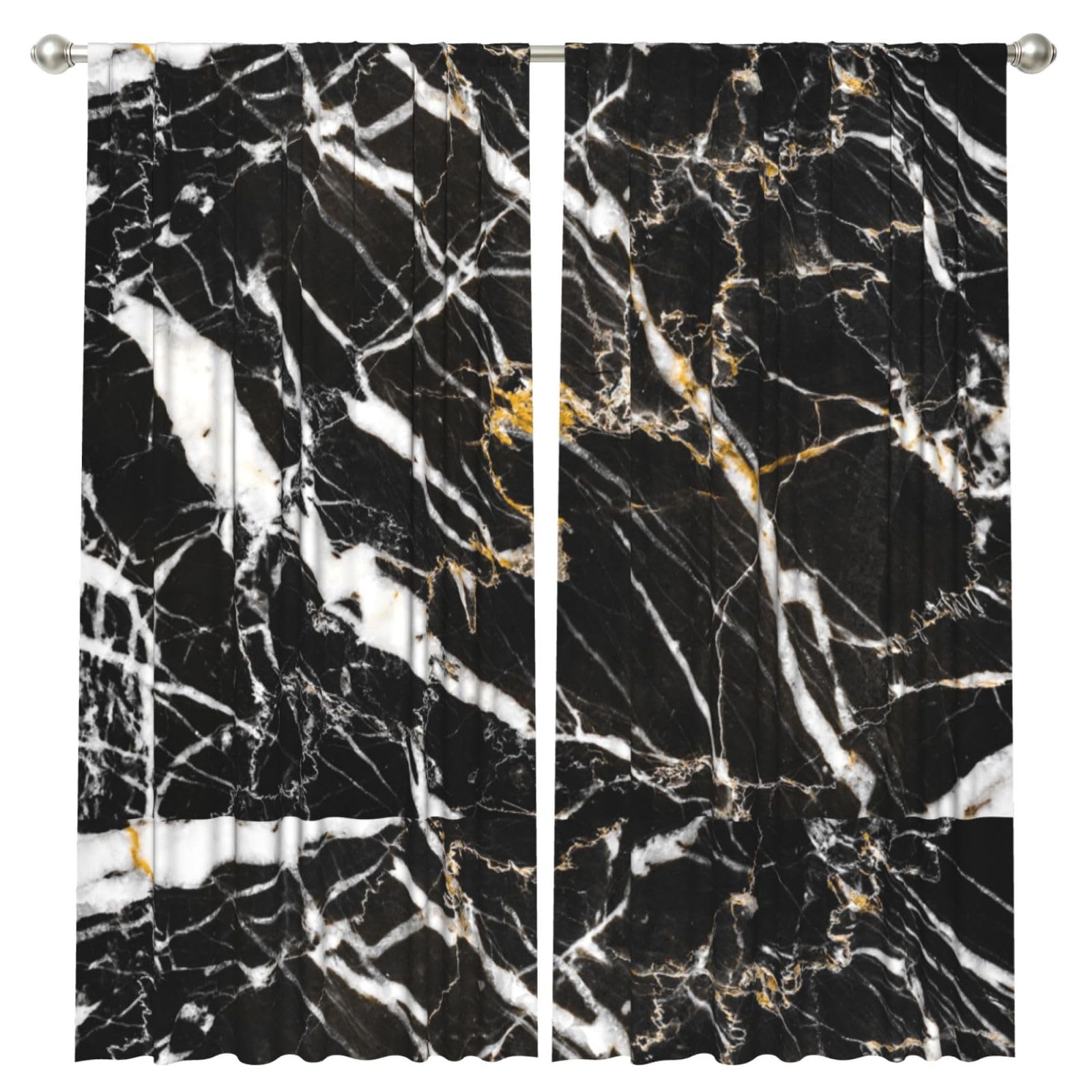 InOmak Marble Fitted, 2 Panels Window Curtains 52 x 84 Inch Blackout Curtains for Living Room Bedroom