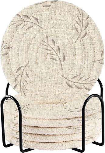 Coasters Absorbent with Holder Set of 6 Coasters for Drinks Minimalist Coasters Porta Vasos para Mesas Light Gray French disponible en Yaxa El Salvador