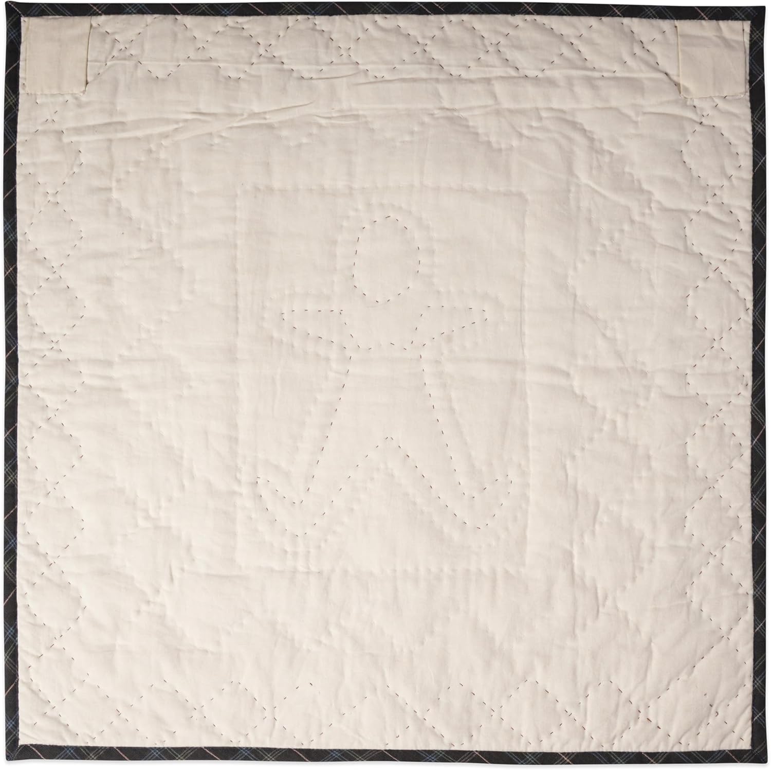 Ginger Bread Hand Quilted 19 inches by 19 inches 100% Cotton Plaid Wall Hanging, Block Quilt, Table Topper Quilt, Rod Pocket Quilt