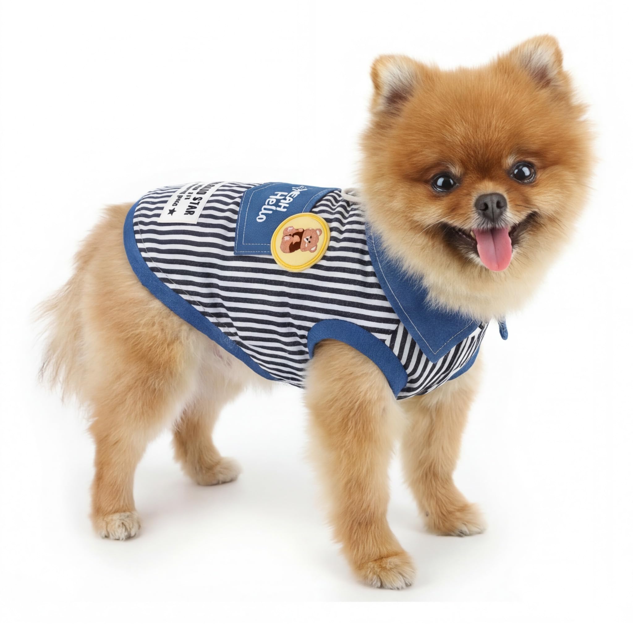 Amazon | PAIDEFUL 犬用襟付きデニムシャツ 柔らかい 軽量 超小型犬