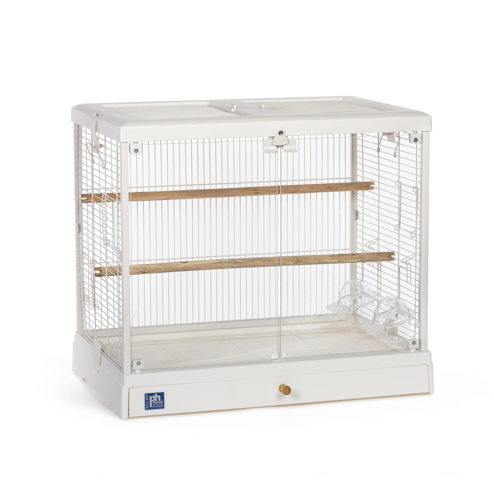 Prevue Pet Products Clear View Glass Bird Cage Crystal Palace Luxe for Small Birds - White Frame