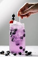 Vista 6 de ANOTION Tarro Mason con tapa y pajilla, vaso de boca ancha de 32 onzas, vasos reutilizables, botellas de agua para batidos de café helado