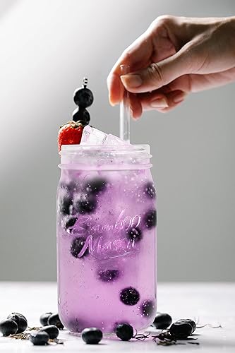 Miniatura 6 de ANOTION Tarro Mason con tapa y pajilla, vaso de boca ancha de 32 onzas, vasos reutilizables, botellas de agua para batidos de café helado,