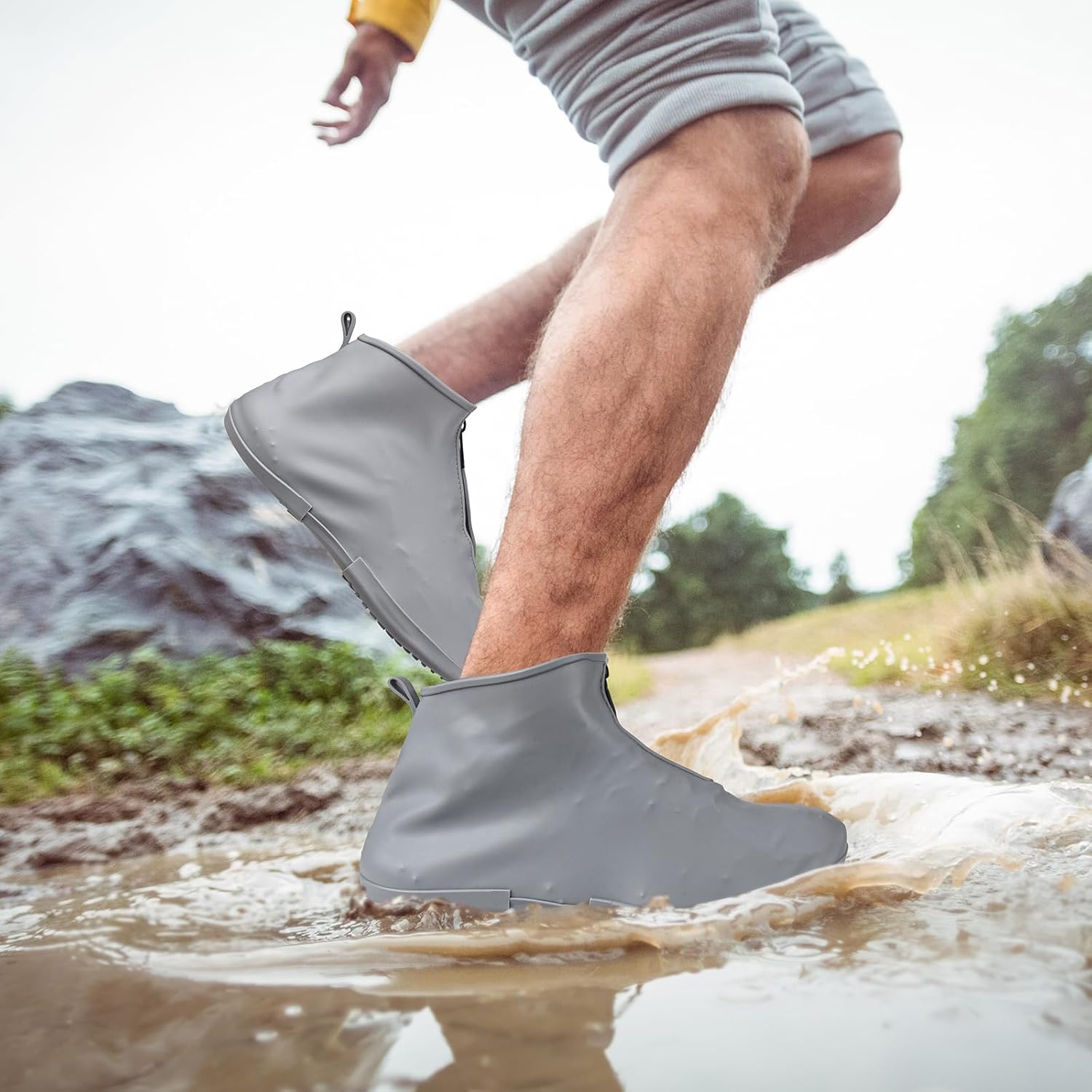 Waterproof Shoe Covers Slip-Resistant Overshoes Newly Upgraded and Latest Model for Men Women, Reusable Rain Boots for Outdoor, Cycling, Hiking, Work (Grey, L (Women 8-10.5, Men 7-10)) - Image 2
