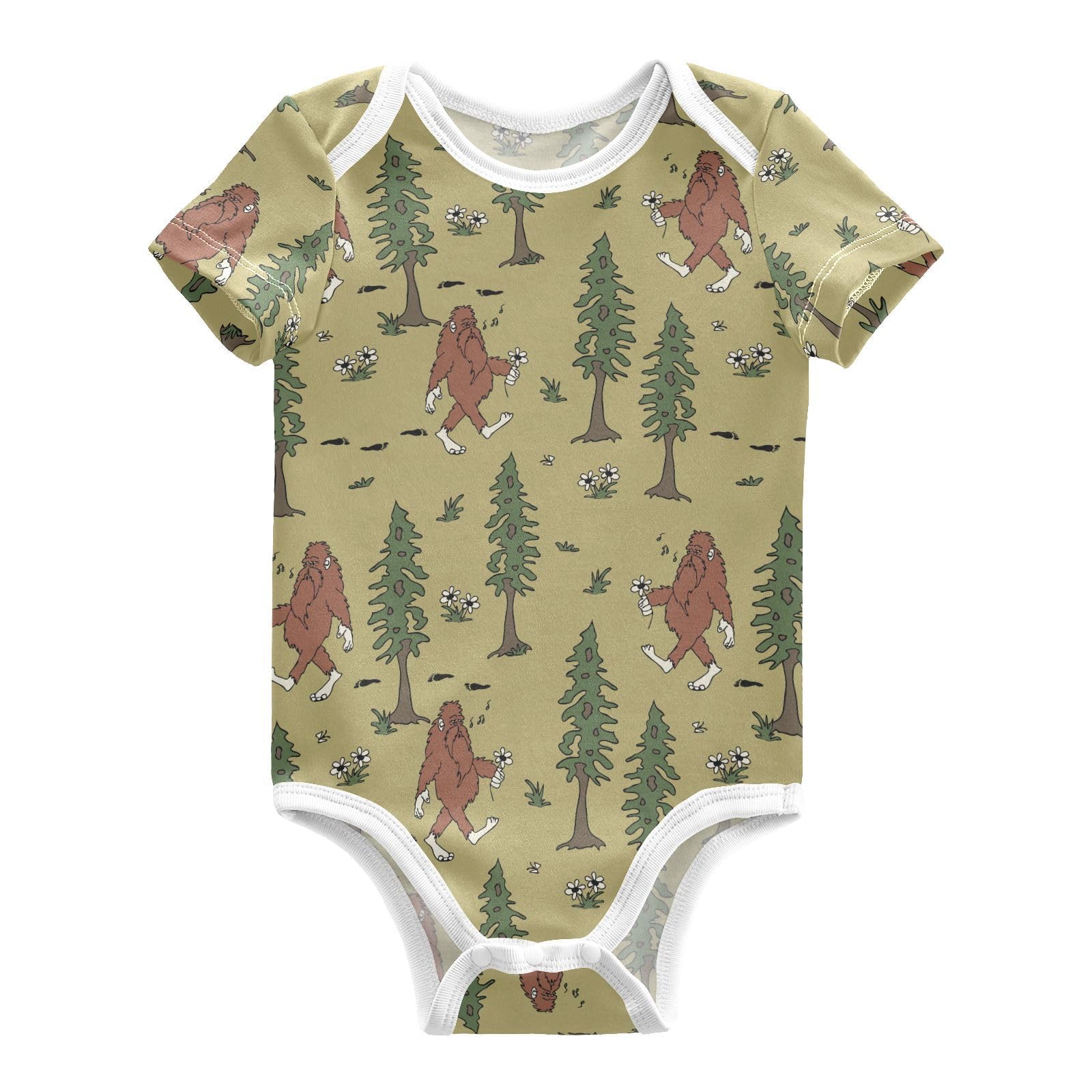 JHKKU Bigfoot Infant Baby Short Sleeve Bodysuit Toddler Sleepers for Infant Unisex Boys Girls 3 Months