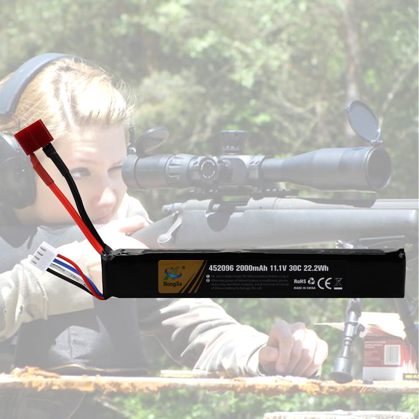 11.1V 2000mAh 22.2Wh Batteria LiPo ricaricabile 3S 30C compatibile con connettore Deans-T per Airsoft M4, M110, AK47, MP5, Scar, M249, AUG, AEG, MP5K, M60, RPK, PKM, modelli di pistole