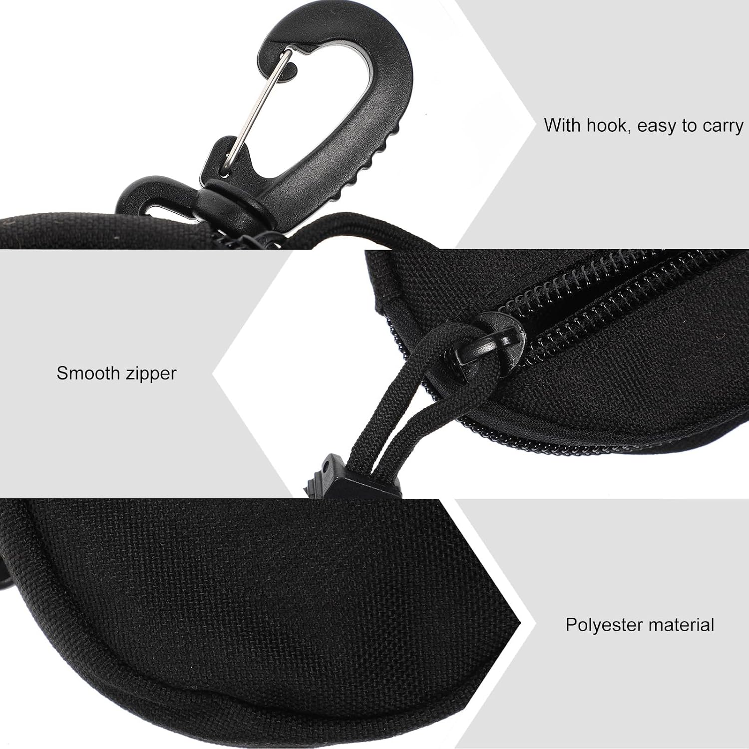 Portable Headphone Storage Bag and Utility Pouch, Black Polyester Hanging Pouch with Compact Design for Outdoor Sports and Travel