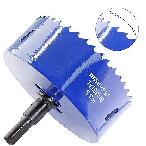 Vista 281 de Luomorgo - Sierra perforadora de 4 pulgadas/100 mm, acero de alta velocidad, profundidad de corte 1 1/4 pulgadas, adaptador de broca hexagonal