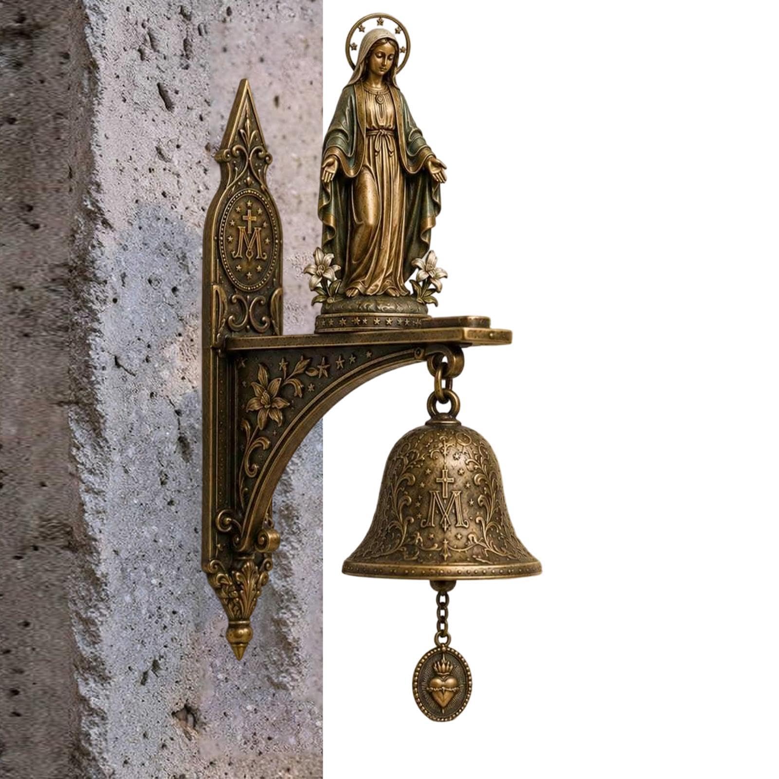 Timbre de puerta exterior vintage con protección religiosa para adorno del hogar
