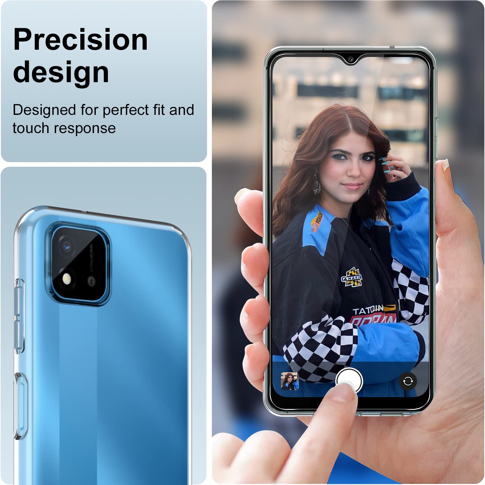 WMA8 Custodia Silicone Trasparente + 2 Pellicole Vetro Temperato Per Oppo Realme C11 (6.5") - 3