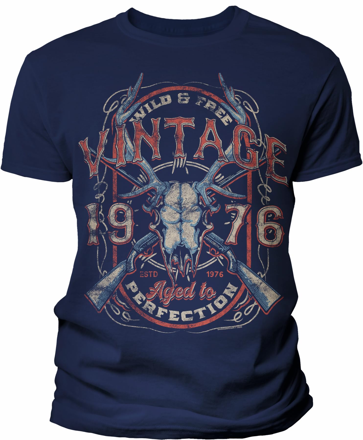 50th Birthday Gift for Men - Vintage Deer Skull 1976 Aged to Perfection - F/50th Birthday Shirt