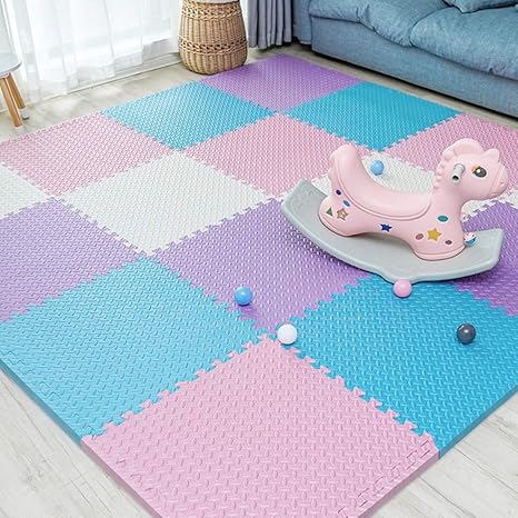 Amazon 抗菌 防臭 ジョイントマット 大判 6畳 36枚 30cm ノンホル サイドパーツ付 床暖房対応 おしゃれ Pe ジョイント 赤ちゃん フロアマット プレイマット 30 2 5cm 16 防音 キッズマット キッズ マット ベビーマット ブルー カーペットタイプ ラグ カーペット