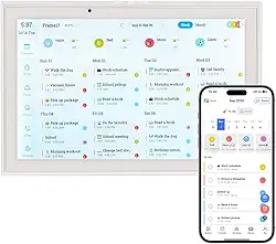 Calendário digital inteligente de 25,5 cm, agenda de refeições HD, tela sensível ao toque, agenda digital sem costura (sem bateria)