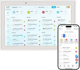 Calendário digital inteligente de 25,5 cm, agenda de refeições HD, tela sensível ao toque, agenda digital sem costura (sem bateria)