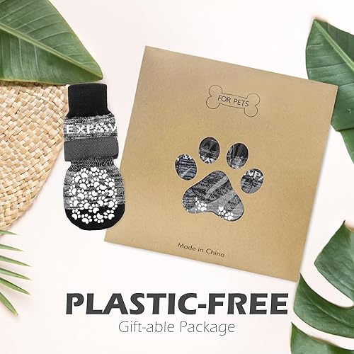 Miniatura 5 de EXPAWLORER Calcetines antideslizantes para perros de todos los tamaños y edades, evitan que se laman las patas, para pavimento calientefrío, control