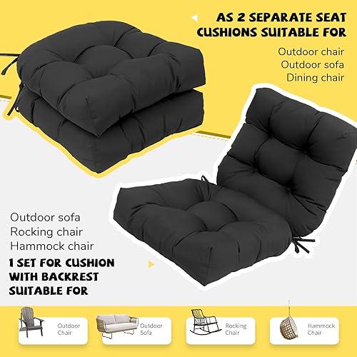 Miniatura 9 de Cojines para sillas de exteriores, cojines para sillas de patio, lazos de longitud completa para interiores y exteriores, fibra gruesa cómoda de