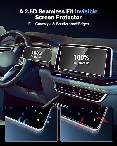 Miniatura 3 de Protector de pantalla táctil y salpicadero de vidrio templado brillante 2024 2025 2026 VW Volkswagen Atlas y protector de pantalla del salpicadero -