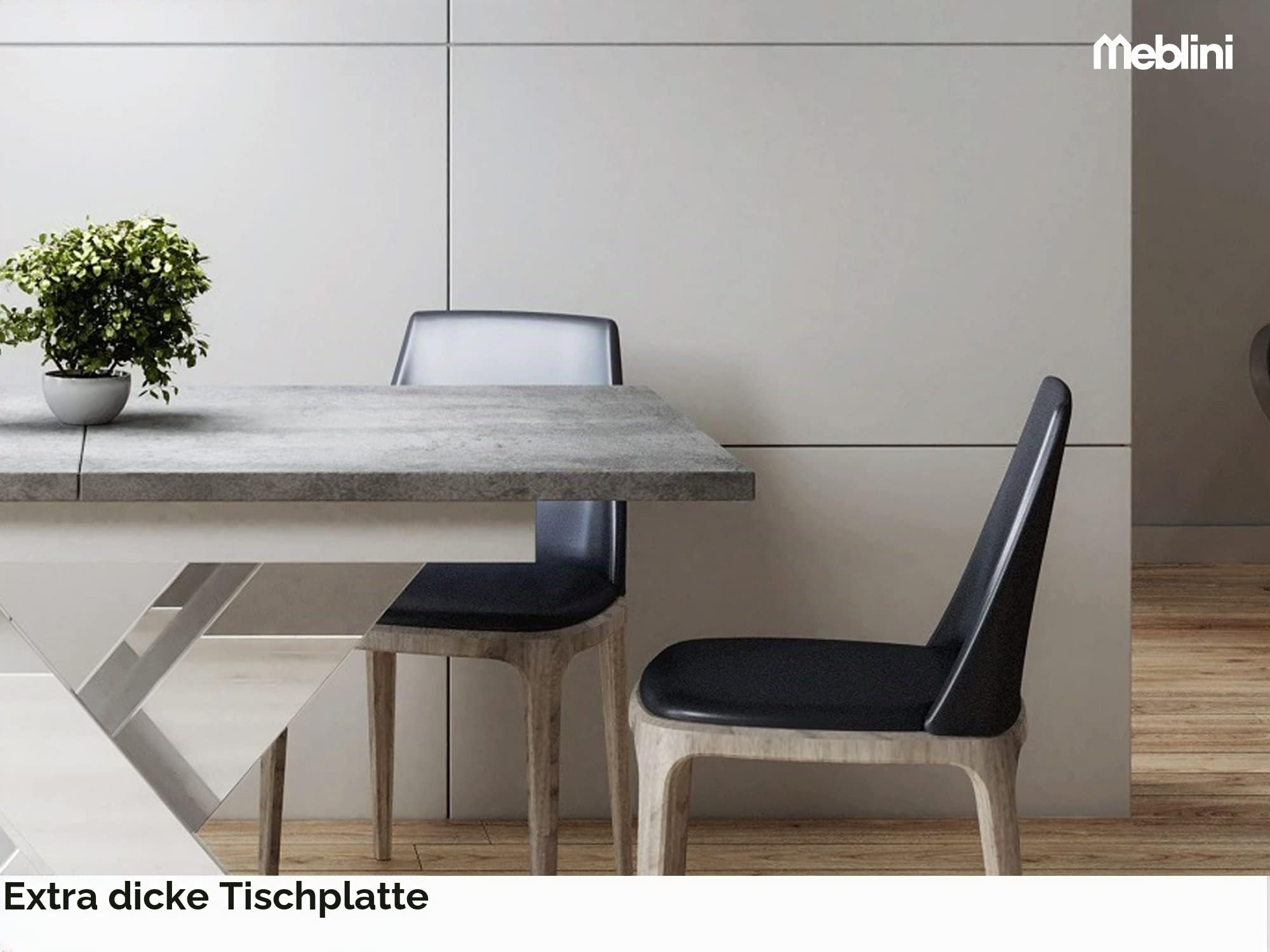 MEBLINI Esstisch Ausziehbar - Esszimmertisch Modern - Küchentisch - Säulentisch - Ausziehtisch - Dining Table - Esszimmertische - 140-180x80x75cm - Bronx - Betonoptik/Weiß Hochglanz