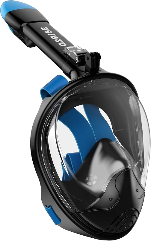 Set mască de snorkeling full-face G2RISE cu suport detașabil pentru snorkel, anti-aburire, pliabilă, pentru adulți și copii