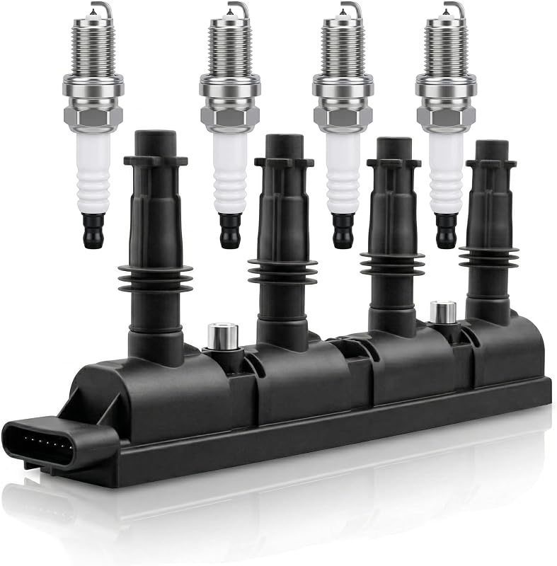 Kit de bobina de ignição UF669 e velas de ignição de irídio duplo KeyiKmreyst para Chevrolet Cruze, Sonic, Trax, Volt, Buick Encore e Cadillac ELR 1.4L/1.8L – 1 bobina e 4 velas