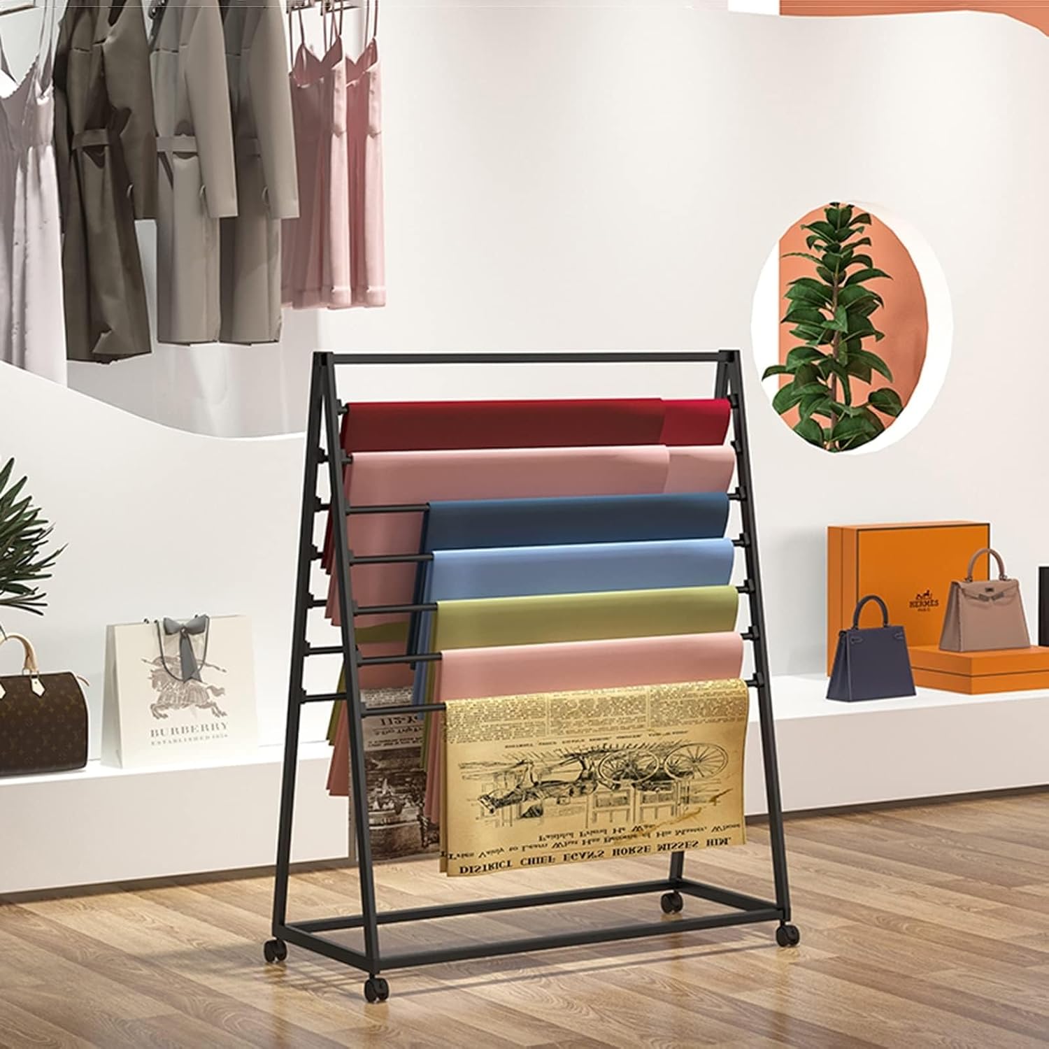 Metal Hijab Hangers - Scarf Display Stand - Floor Standing Suit Pants Rack - Sheets Hanging Organizer Shelf, Floor Standing Scarves Silk Scarf Rack, Retail Display Stands(Gold,L80cm)