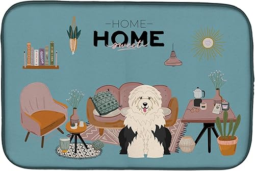 Miniatura 212 de Caroline's Treasures CK7824DDM - Tapete absorbente para secado de platos con diseño de bulldog inglés, rojo y blanco, para encimera de cocina, 14 x