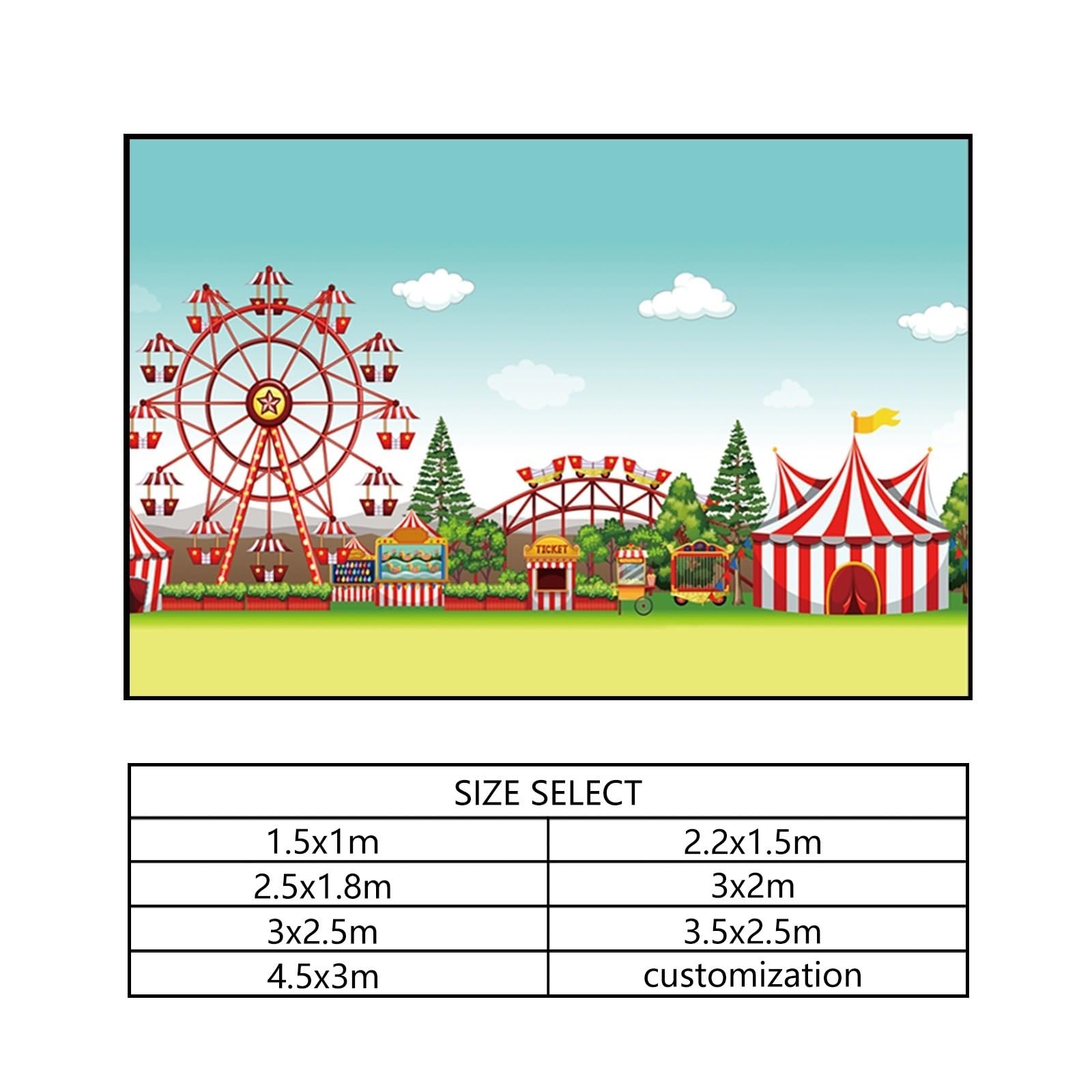 YongFoto 1,5x1m Vinyle Toile de Fond Aire de jeu de cirque Spectacle de performance Chapiteau Grande tente Salle Fond de studio Bannière photo Party vidéo enfant Photobooth Accessoires de photographie