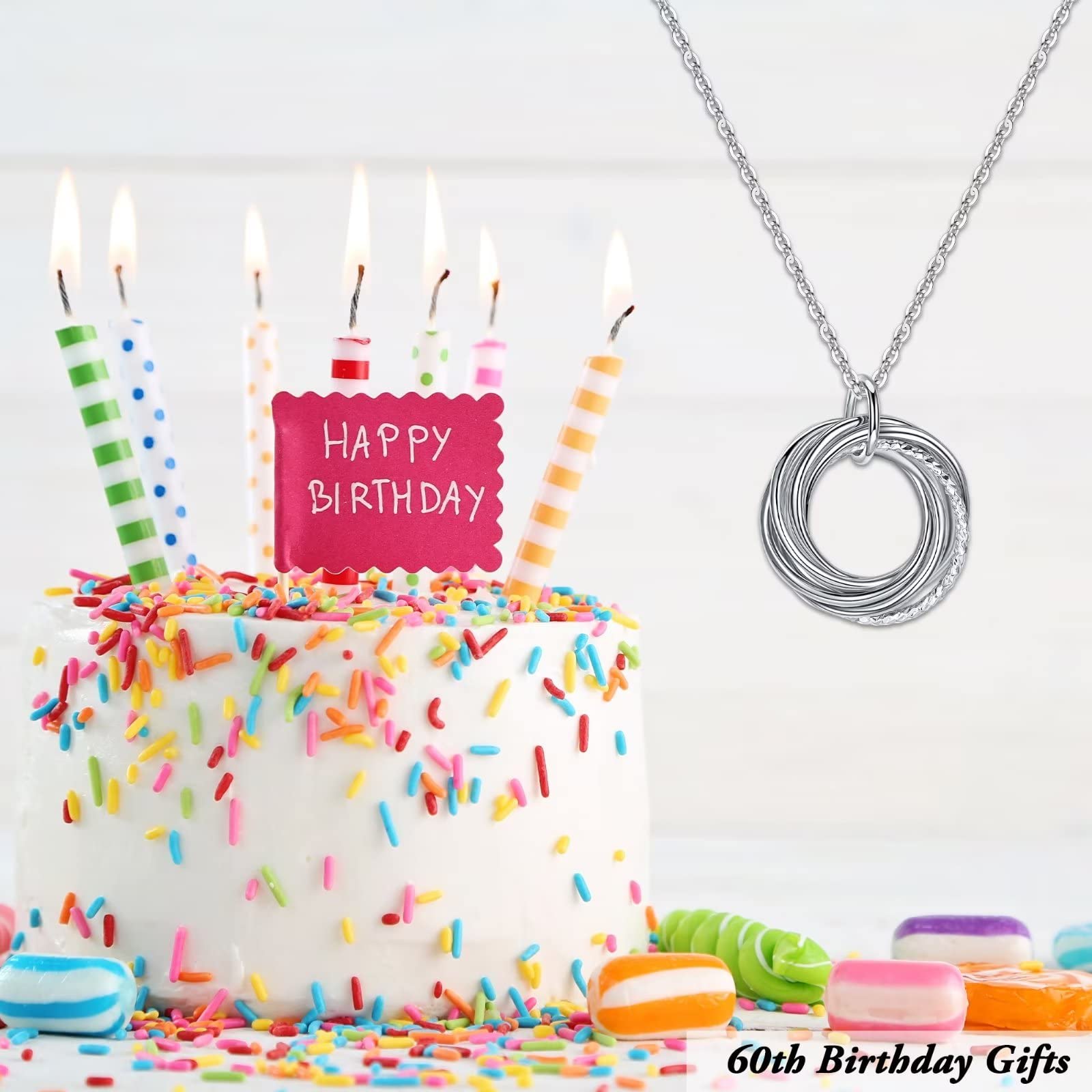Geburtstagsgeschenk für Frauen, Halskette aus Sterlingsilber zum 30., 40., 50., 60., 70., 80., 90. Geburtstag, Halskette für sie 30, 40, 50, 60, 70, 80, 90 Jahre, Geschenk von, Sterling