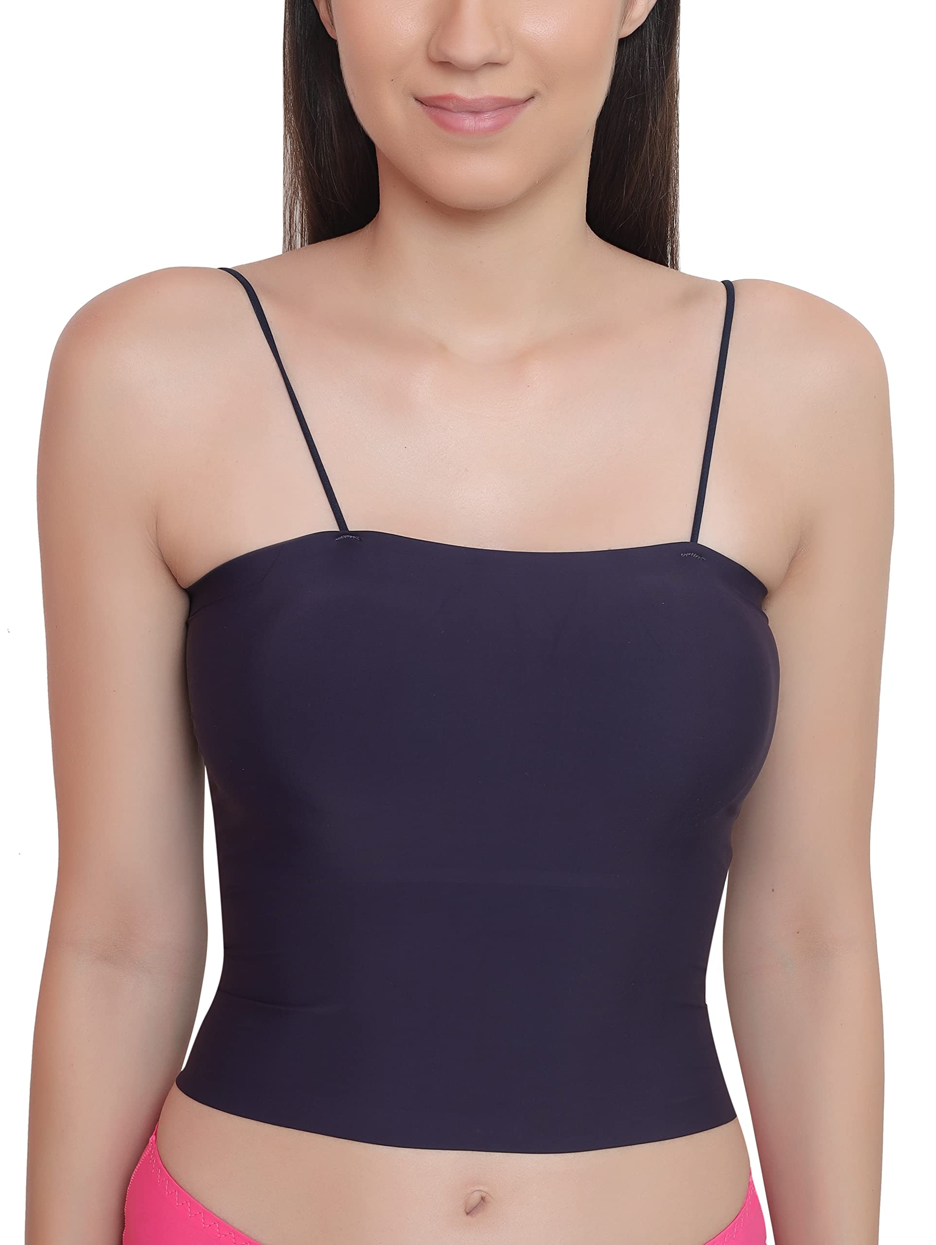glamoras Women Nylon Spandex Crop Camisole Crop Spaghetti Strap Seamless Soft Comfortable Bralette Regular Fit Cami Tank Top for Girls | Free Size-picture-19