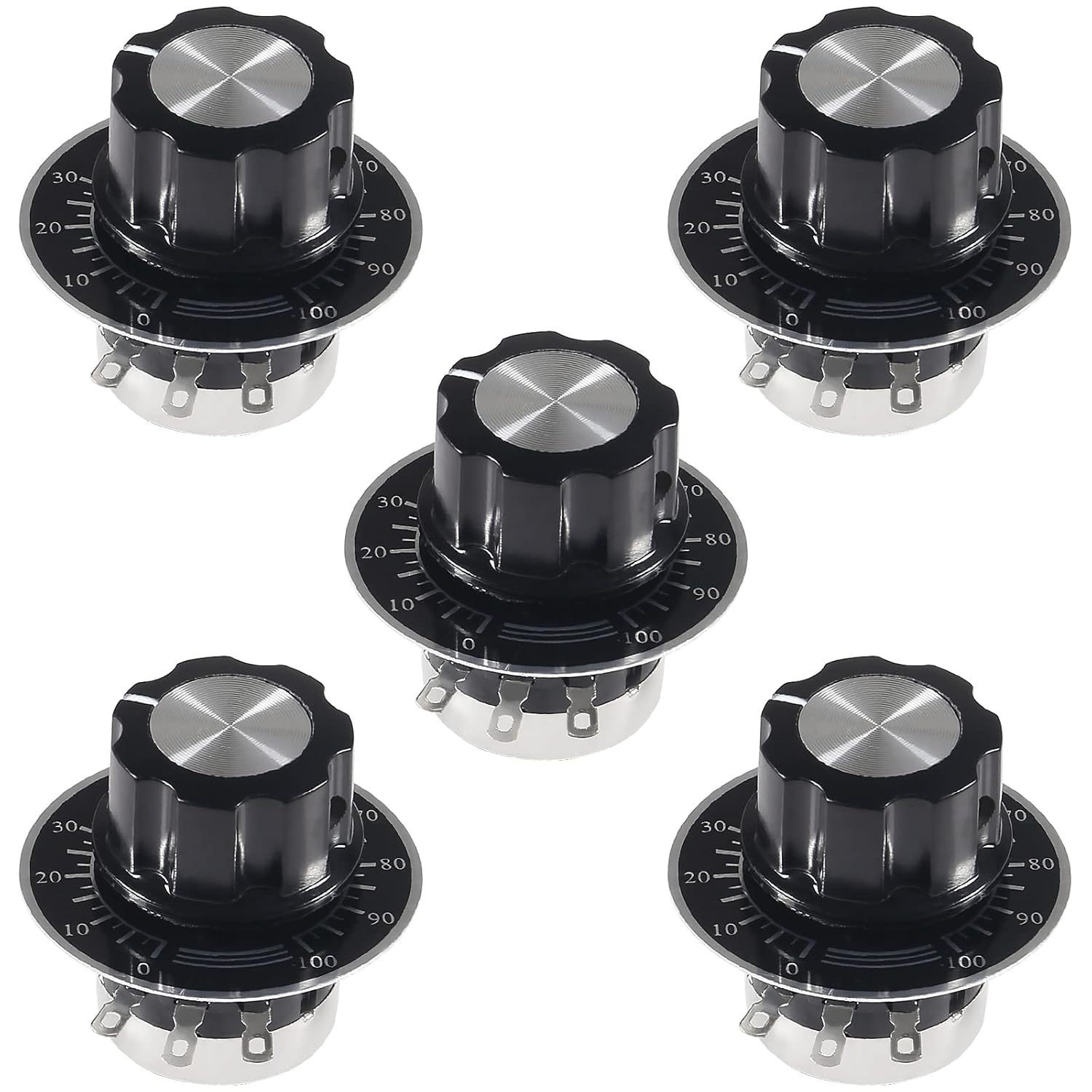 Diitao 5PCS 10K ohm Potentiometer Single Turn Carbon Film Rotary