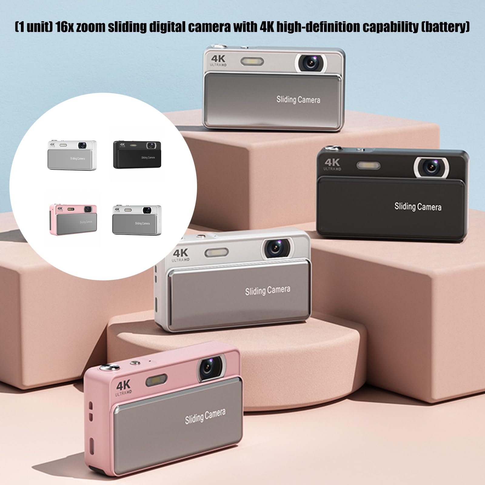 Risoluzione 4K Fotocamera Digitale con Zoom Ottica 16X e Slide Cover Design per Immagini 4K Fotocamera Da Viaggio Full Resolution