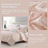 Vista 5 de PERHOM Funda de edredón de cachemira King – Funda de edredón 100% algodón tamaño King, 3 piezas súper suaves y transpirables de medallón de damasco