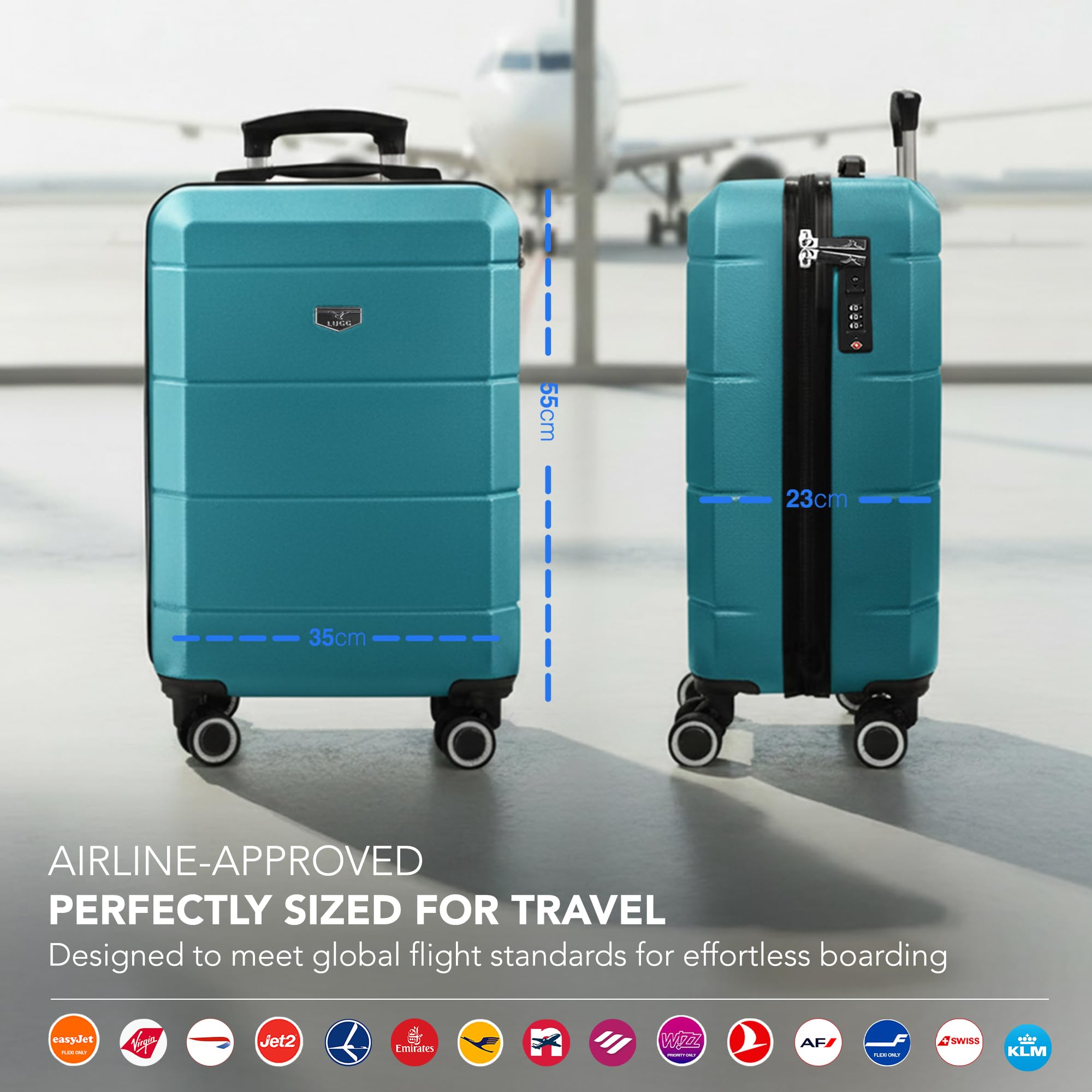 LUGG - Jetset 40cm Suitcase - 40x30x20cm- Ryanair Compatible - Underseat Size - Hard Shell ABS - Spinner & Removable Wheels - Lightweight Travel Luggage- Cream/Brown — view 95