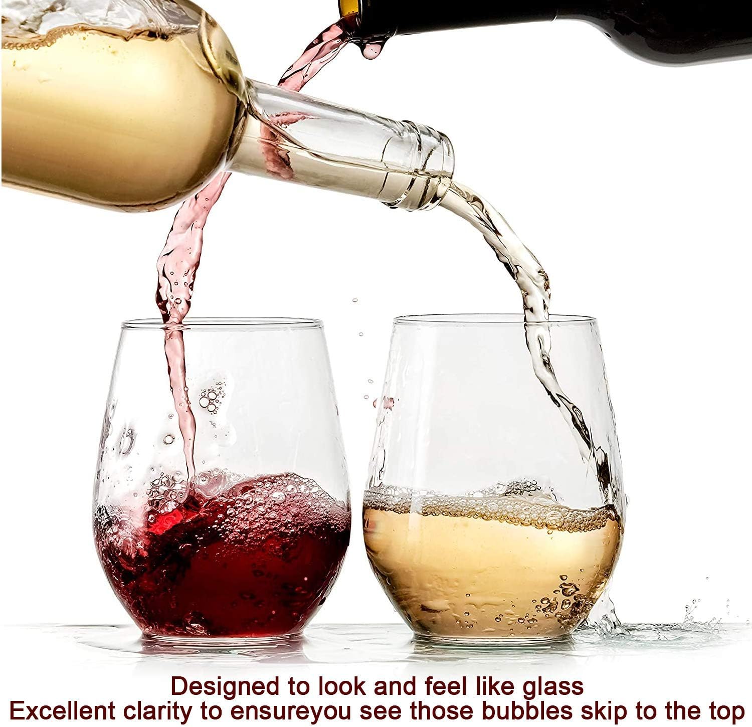 Wееklу Tор Sаlе Homestockplus Unbreakable Stemless Wine Glasses Set of 8 Glass Feel 100% Tritan Plastic Heavy Base 16OZ | Shatterproof Glassware | Homes Outdoor