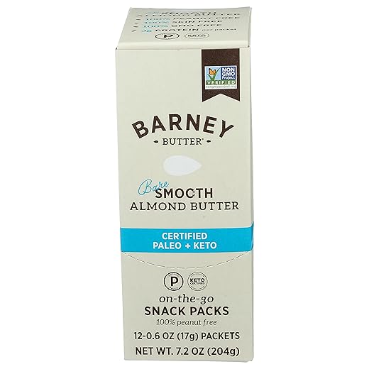Barney Butter Bare Smooth Almond Butter, No Added Sugar Or Salt, 0.6 Ounces (Pack Of 12)