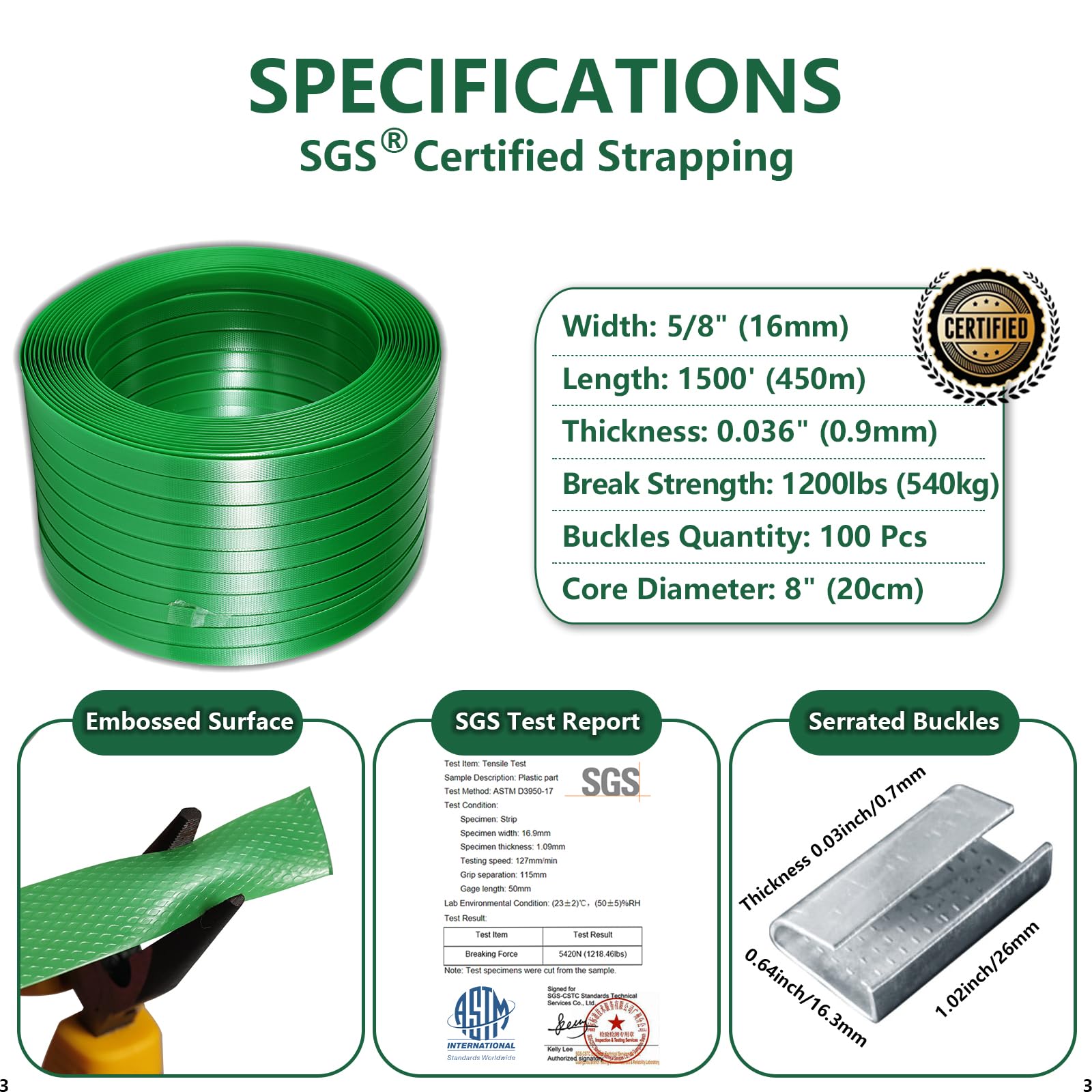 Heavy Duty Pallet Strapping - 1500ft, 100 Buckles -3 Heavy Duty Pallet Strapping - 1500ft, 100 Buckles -3
