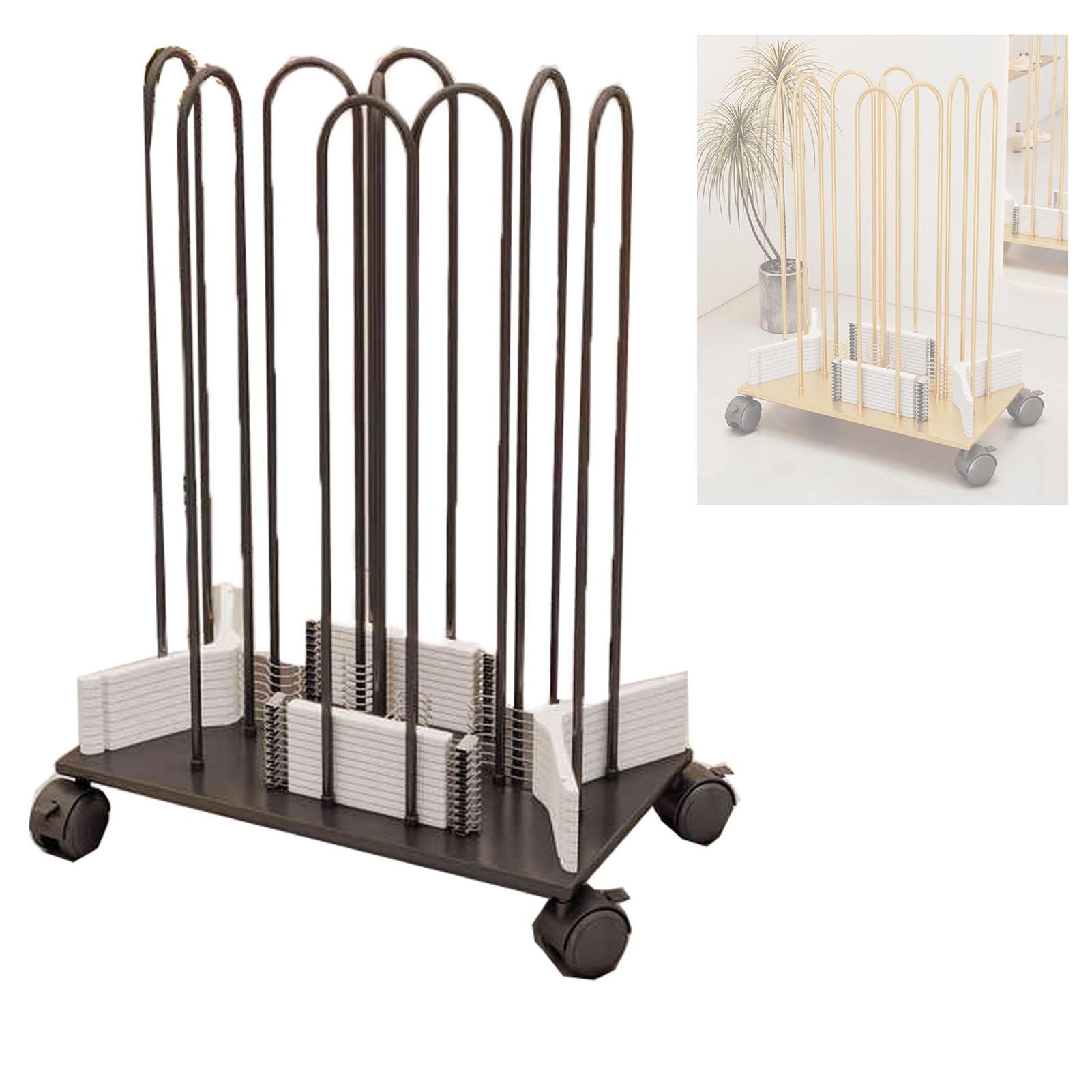 Metalowy wieszak organizer - stojący wózek do przechowywania odzieży, łatwy do przenoszenia do sypialni, pralni i przestrzeni handlowych - stylowy czarny design