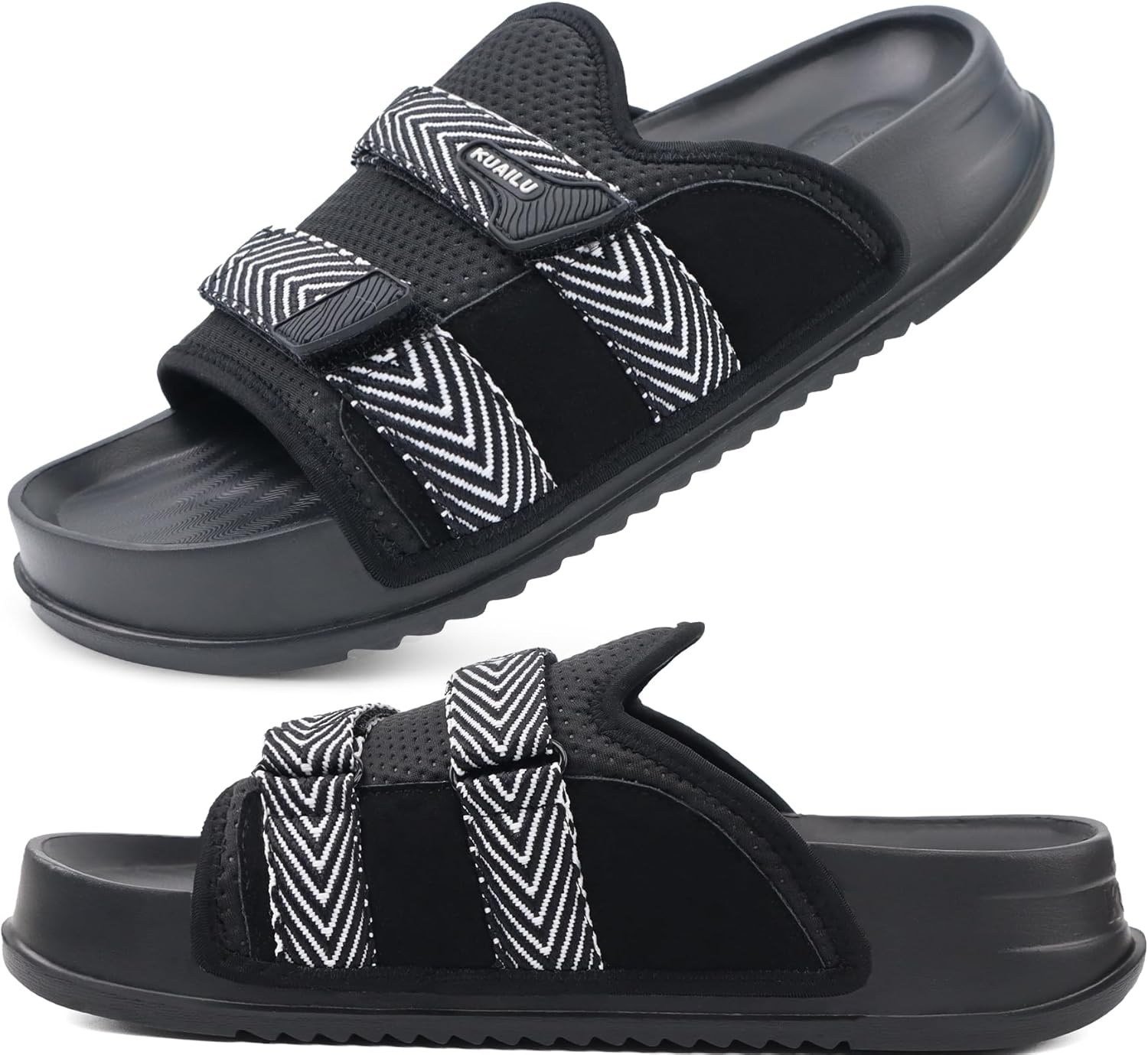 KuaiLu Mens Orthotic Sandals Comfortable Arch Support Fabric Sandal Slippers Shoes Man Casual Summer Cushion Slides Slip On Indoor Outdoor - Ultra-soft Comfort Fit Footbed - Image 3