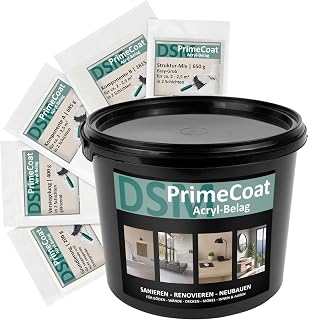 DSM PrimeCoat Acryl-Belag Spachtelmasse für fugenlose Dusche & Bad – Set für ca. 8-10 m², M23 Achatgrau, inkl. Strukturmix Easy Grob – für Wand, Boden, Möbel – Mikrozement Alternative