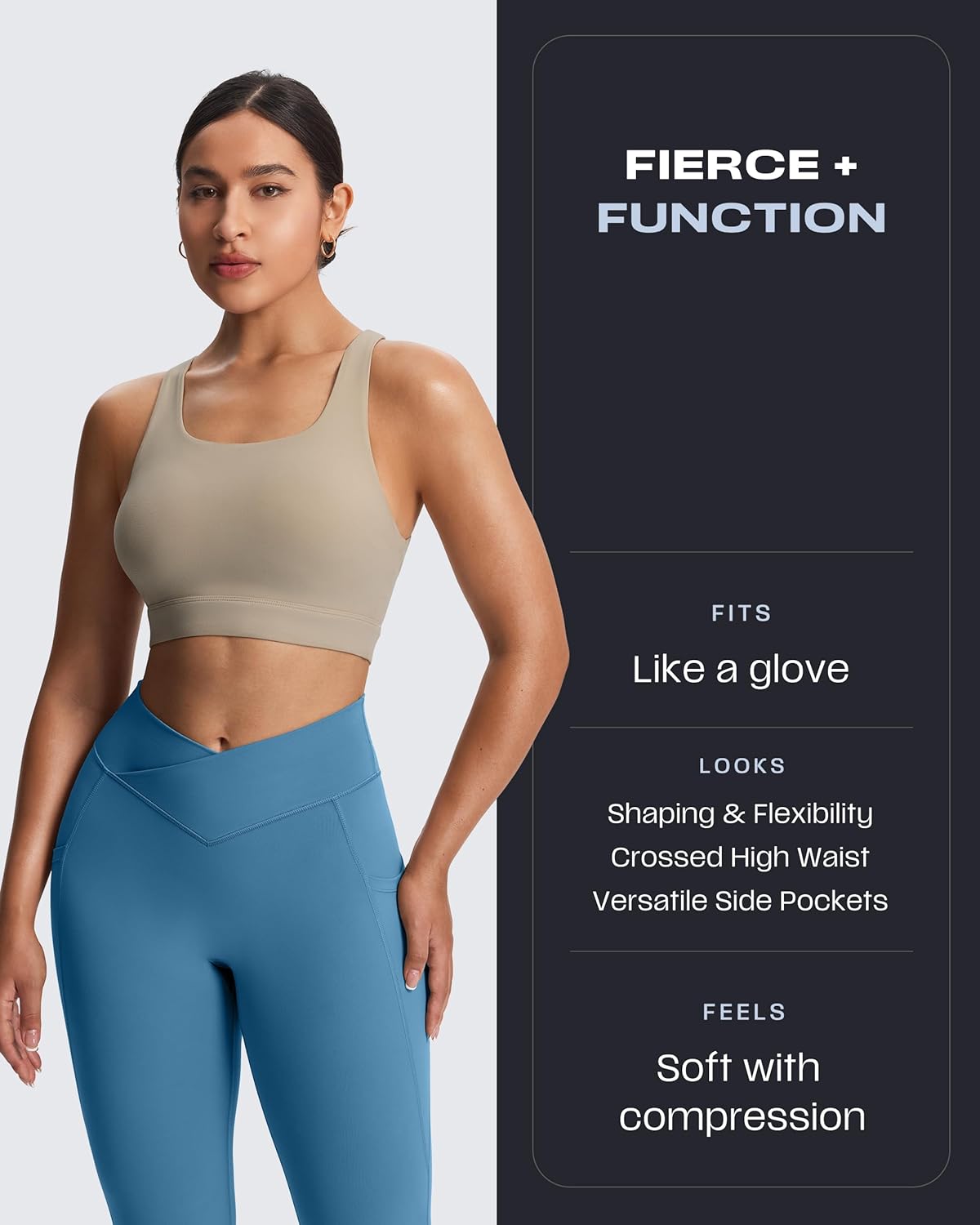 Aoxjox Women's Trinity High Waisted Yoga Pants with Pockets Cross-waist Tummy Control Buttery Soft Workout Leggings 26" - Image 2